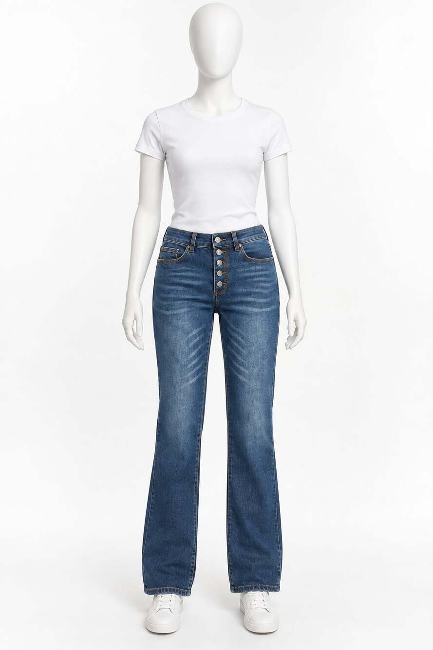 Judy Blue Jeans Womens 24x31.5 Button Fly Straight Leg Medium Wash Stretchy